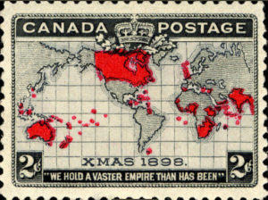 British Empire on Mercator Map, 2-cent Canada, (photo, Smithsonian National Postal Museum Collection)