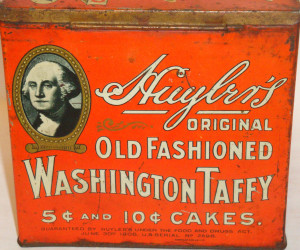 Washington's name and face were used by companies to sell many different products, such as taffy.